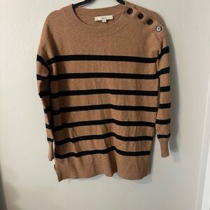 LOFT Brown and Black Striped Sweater